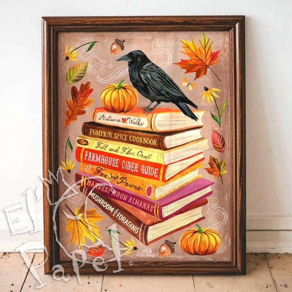 Katie Daisy art print 'Herfst bibliotheek'