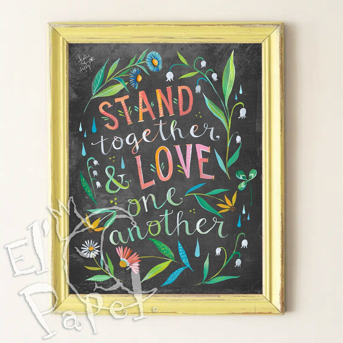 Katie Daisy art print 'Blijf samen & heb elkaar lief'