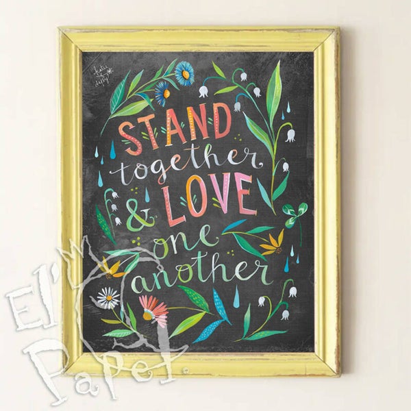 Katie Daisy art print 'Blijf samen & heb elkaar lief'