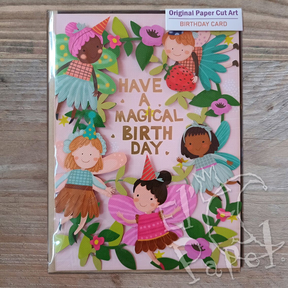 Laser-gesneden wenskaart 'Have a Magical Birthday - Elfjes'