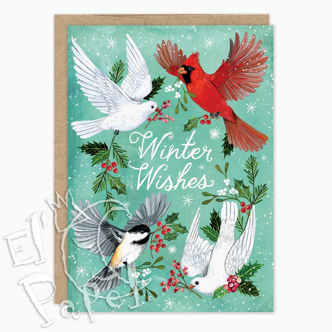 Katie Daisy Kerstkaart 'Wintervogels'