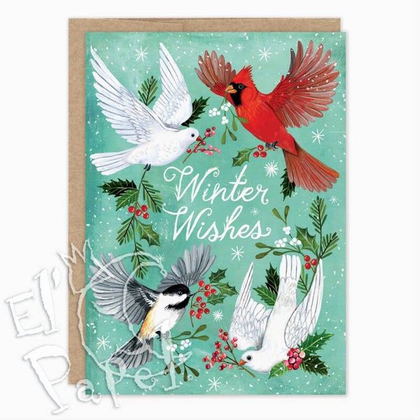 Katie Daisy Kerstkaart 'Wintervogels'