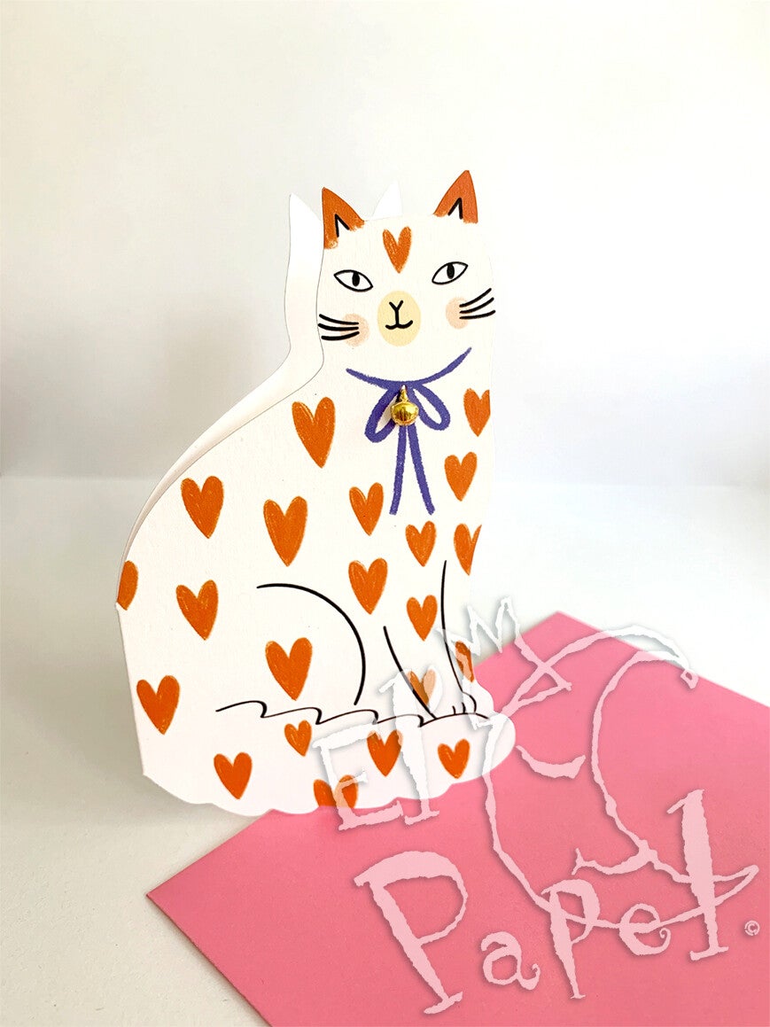 Wenskaart 'Liefdeshartjes kat'