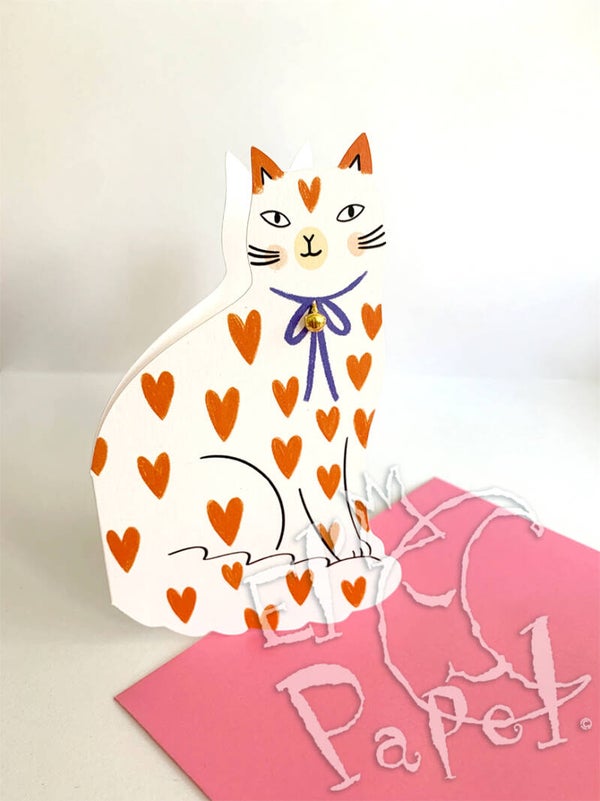 Wenskaart 'Liefdeshartjes kat'