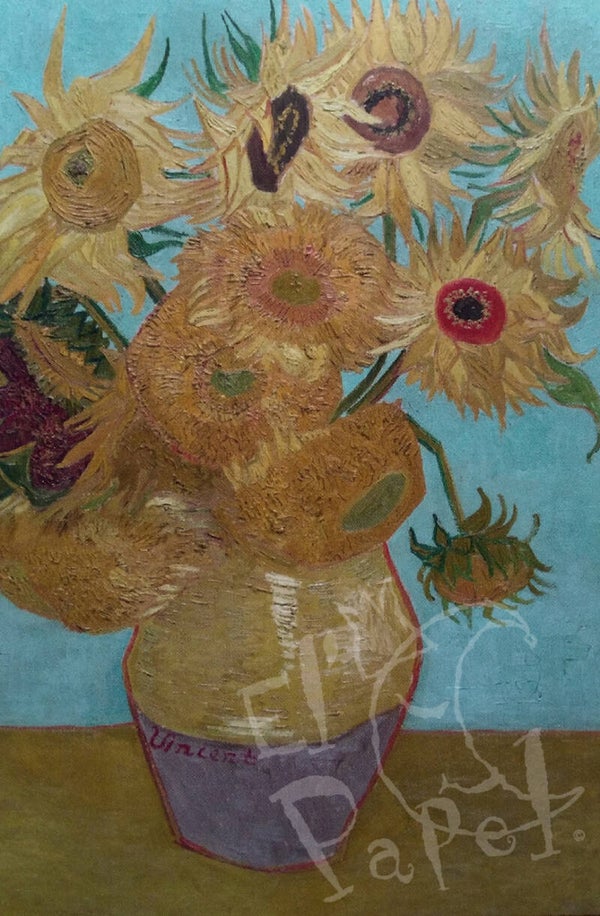 Ansichtkaart 'Zonnebloemen op vaas (blauw) - Vincent van Gogh'