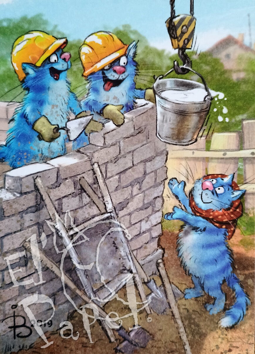 Ansichtkaart 'Echte bouwvakkers'