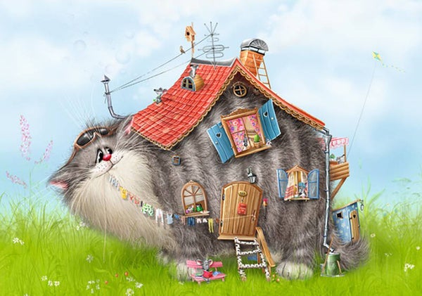 Ansichtkaart 'Kattenhuis'