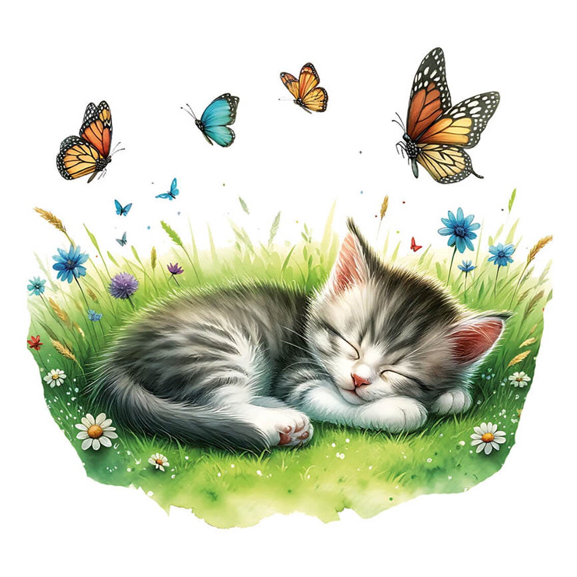 Ansichtkaart 'Voorjaarskitten' (vierkante kaart!)