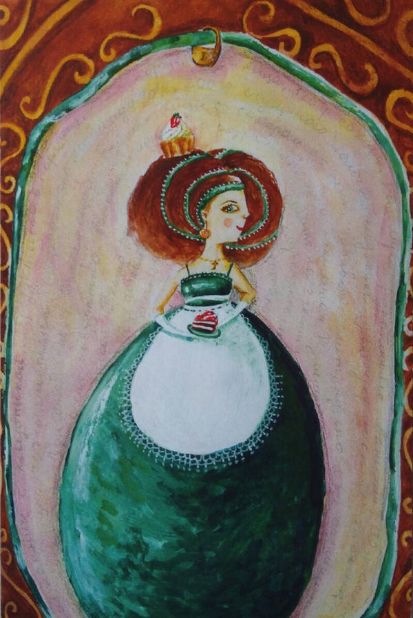 OP!! Ansichtkaart 'De taartenkoningin'