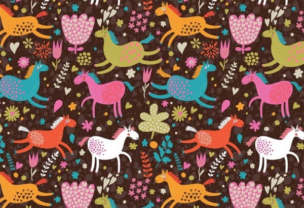 Ansichtkaart 'Allemaal vrolijke eenhoorns'