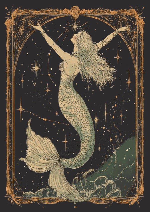 Ansichtkaart 'Vintage zeemeermin'