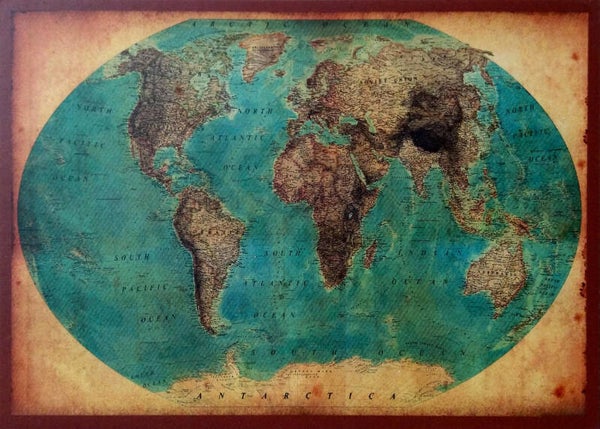 Ansichtkaart 'Vintage wereldkaart'