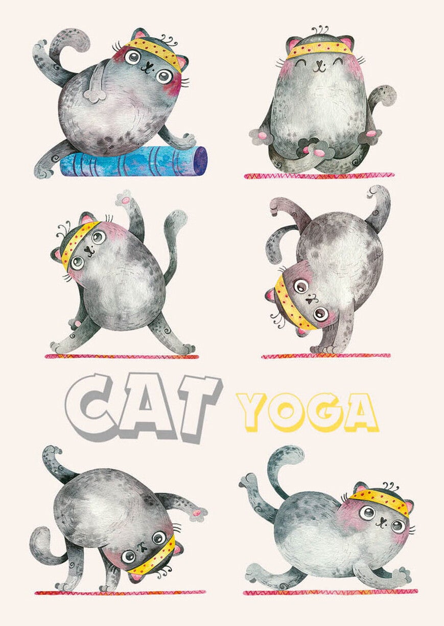 Ansichtkaart 'Katten yoga'