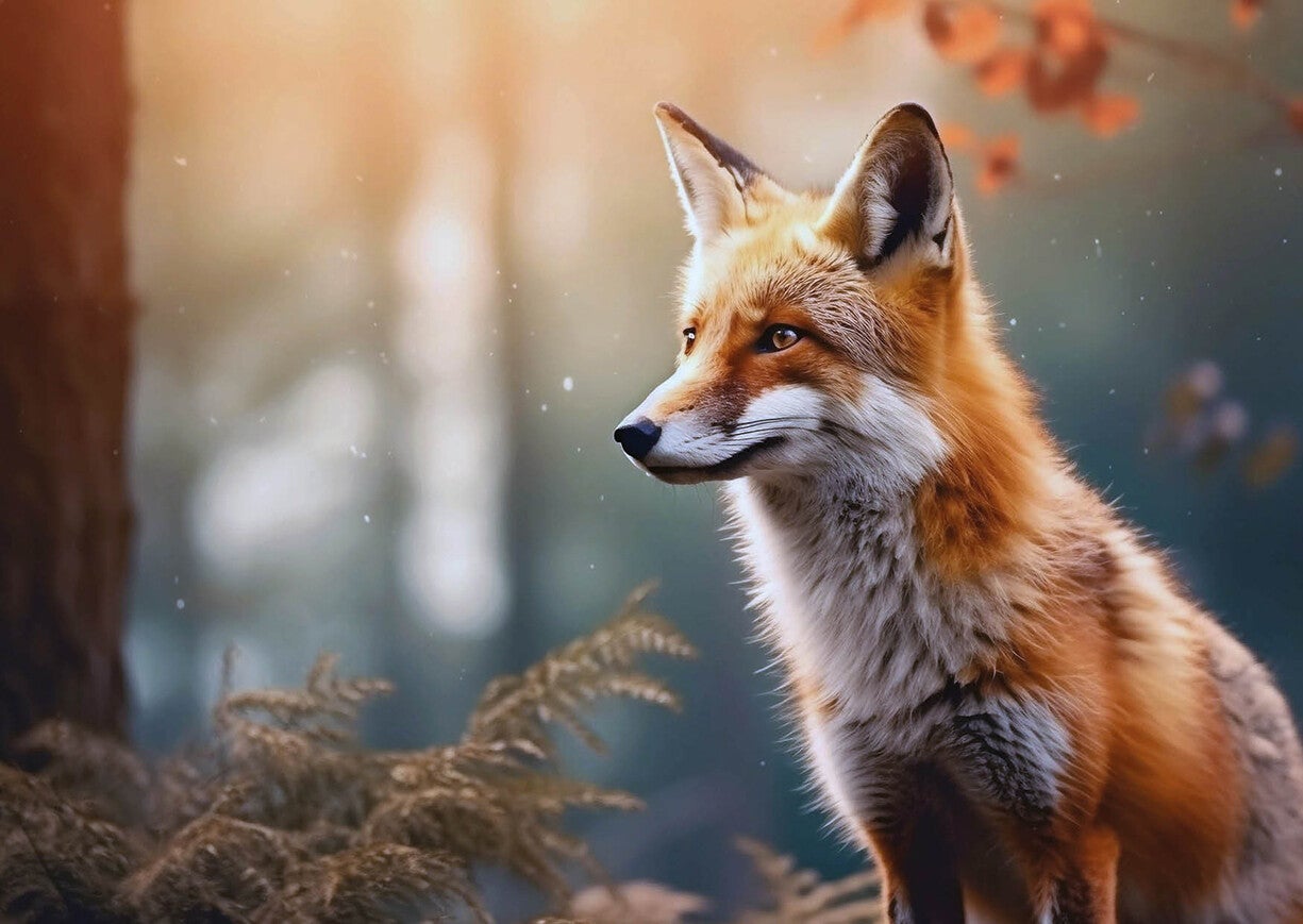 Ansichtkaart 'Vosje in herfstbos'