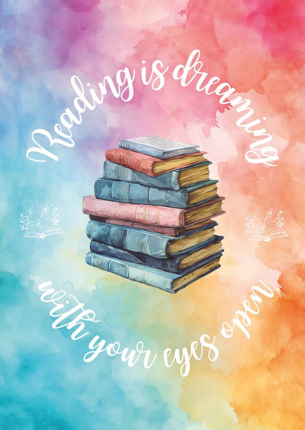 Ansichtkaart `Lezen is dromen ...` (quote)
