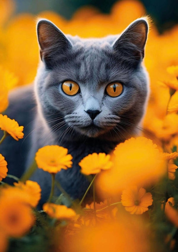 Ansichtkaart 'Kat in oranje'