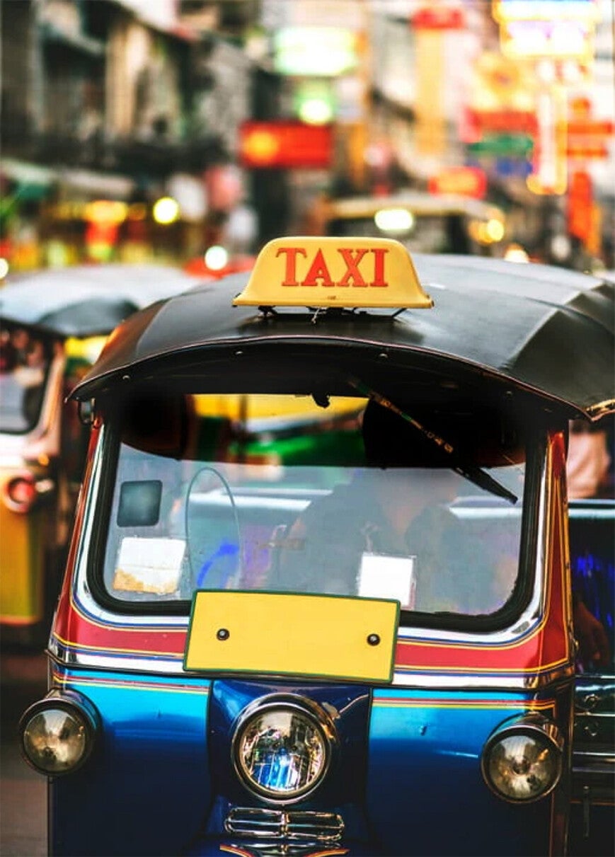 Ansichtkaart 'Kleurrijke taxi'