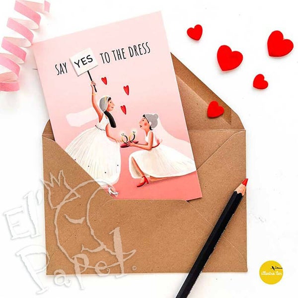 Wenskaart 'Say YESS to the dress'