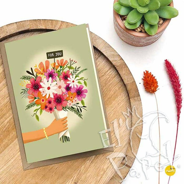 Wenskaart 'Flowers - For you!'