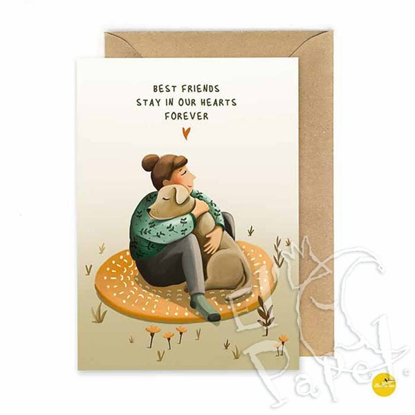 Wenskaart 'Best friends stay in our harts forever'