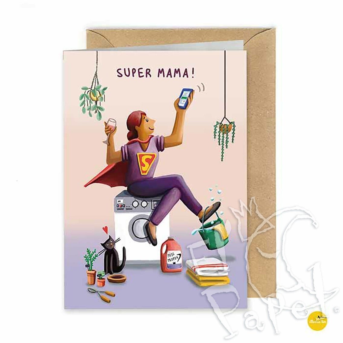 Wenskaart 'Super mama!'