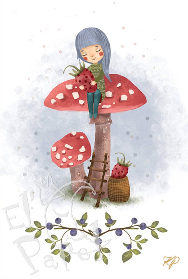 Ansichtkaart 'Kerst paddestoel' - Karolina Pieton