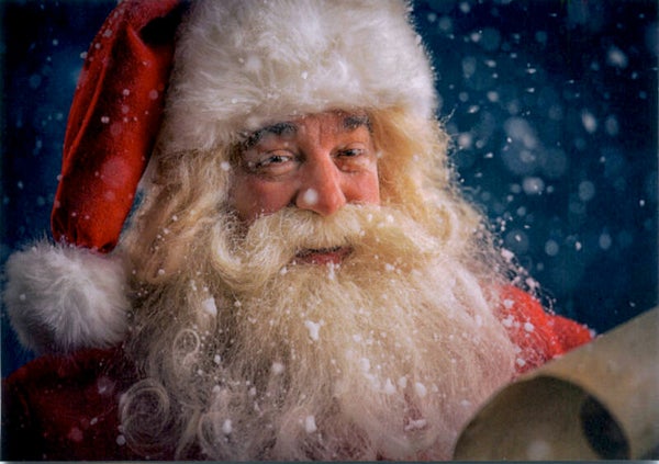 Kerst ansichtkaart 'Kerstman en brief'