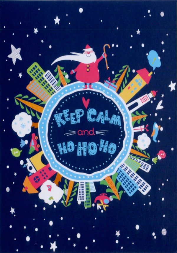 Kerst ansichtkaart 'Keep Calm & Ho-Ho-Ho'