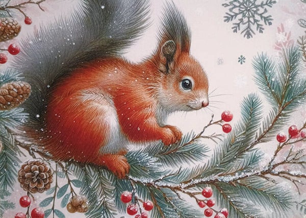 Kerst ansichtkaart 'Kerst-eekhoorn'
