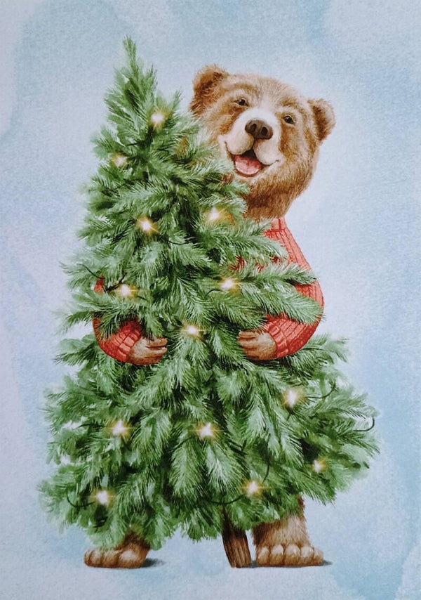 Kerst ansichtkaart 'A Merry Beary Christmas'
