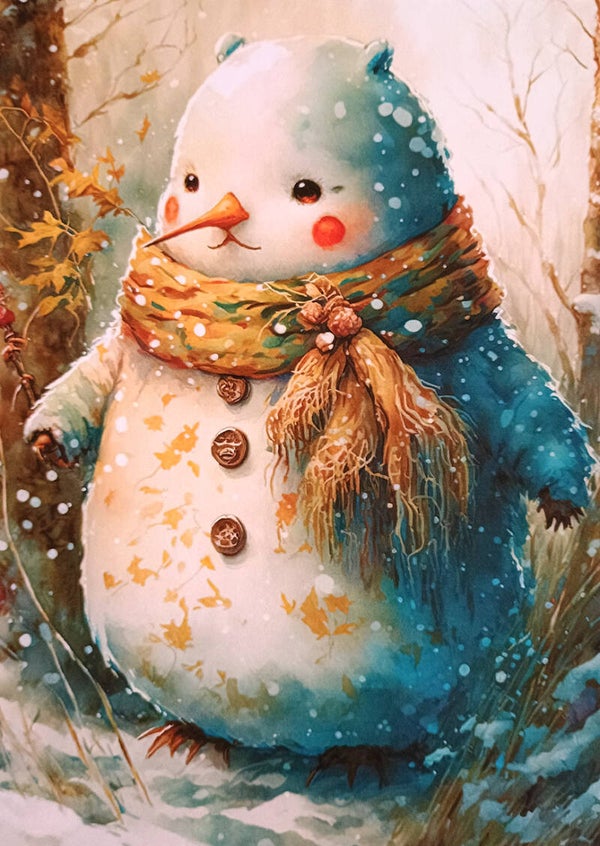 Kerst ansichtkaart 'Een bijzondere sneeuwman'