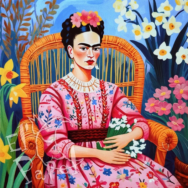 Vierkante kaart 'Frida in de voorjaarstuin'