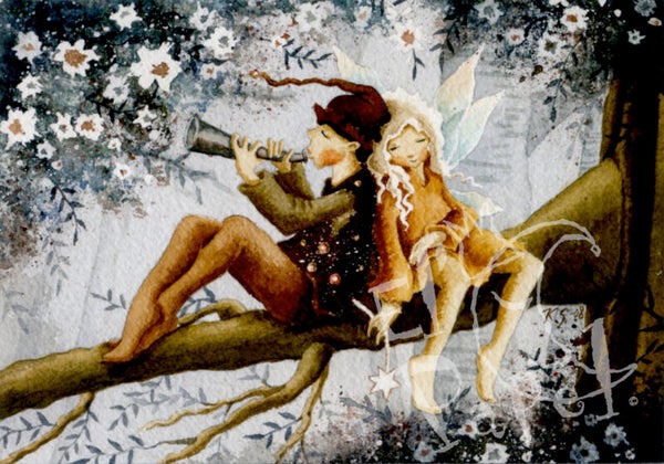 Ansichtkaart 'De kobold en de fee'