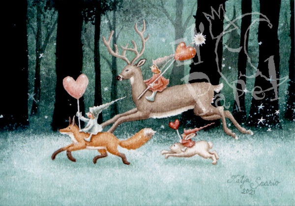 Kerstkaart 'Winter optocht'