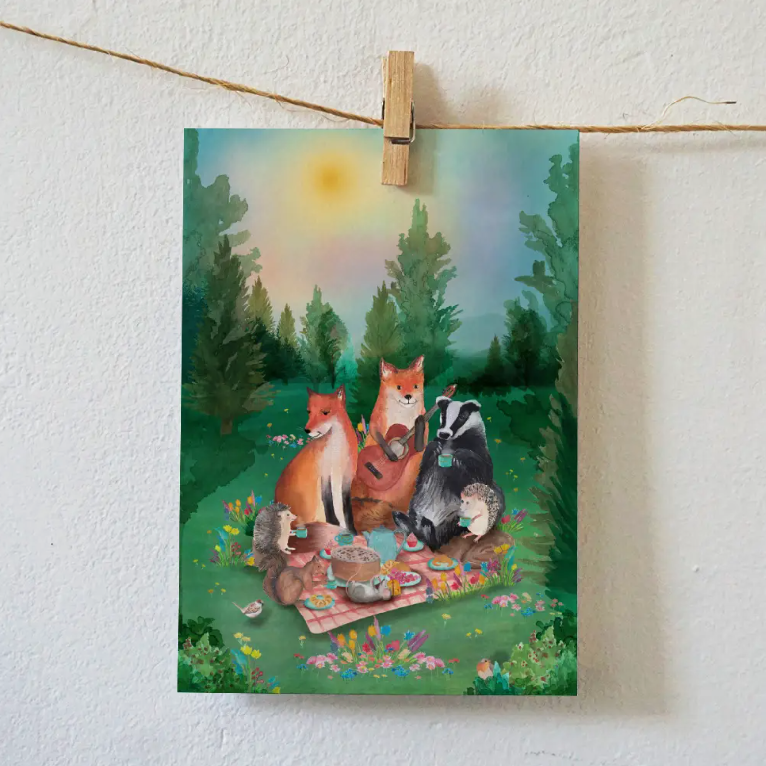 Ansichtkaart 'Picknick tussen de bloemen' - Lotte Drouen