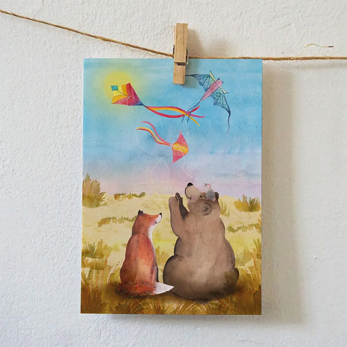 Ansichtkaart 'Vliegeren' - Lotte Drouen