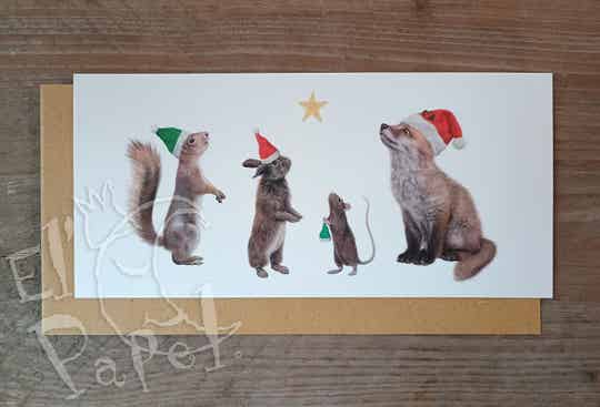 Lonneke Grimbergen Kerstkaart 'Bosdieren'