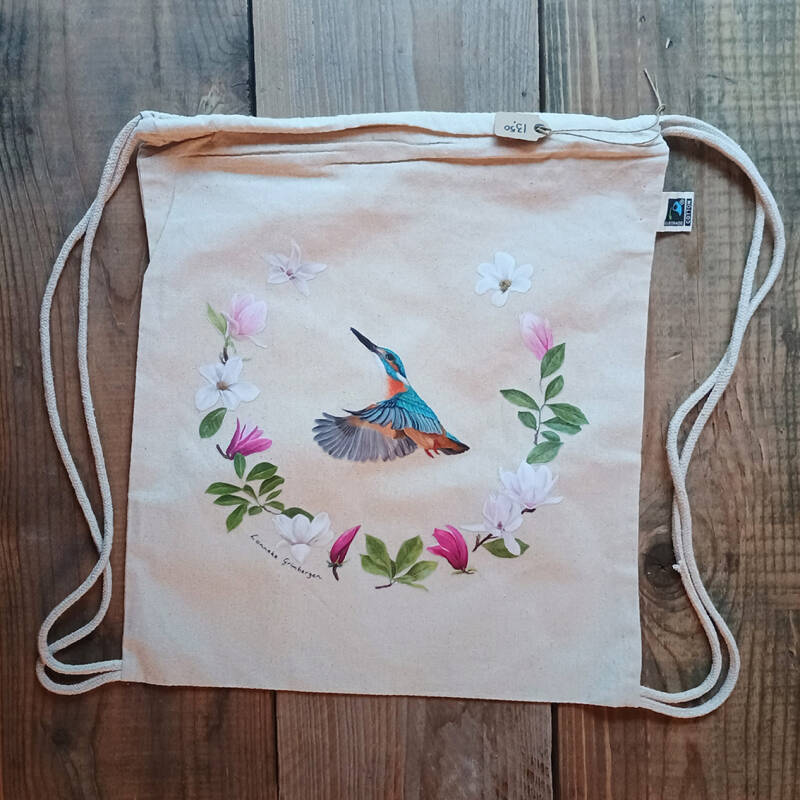 Prachtige en originele cadeau artikelen, zoals katoenen tasjes en verjaardagskalender, met de illustraties van dieren, door Lonneke Grimbergen