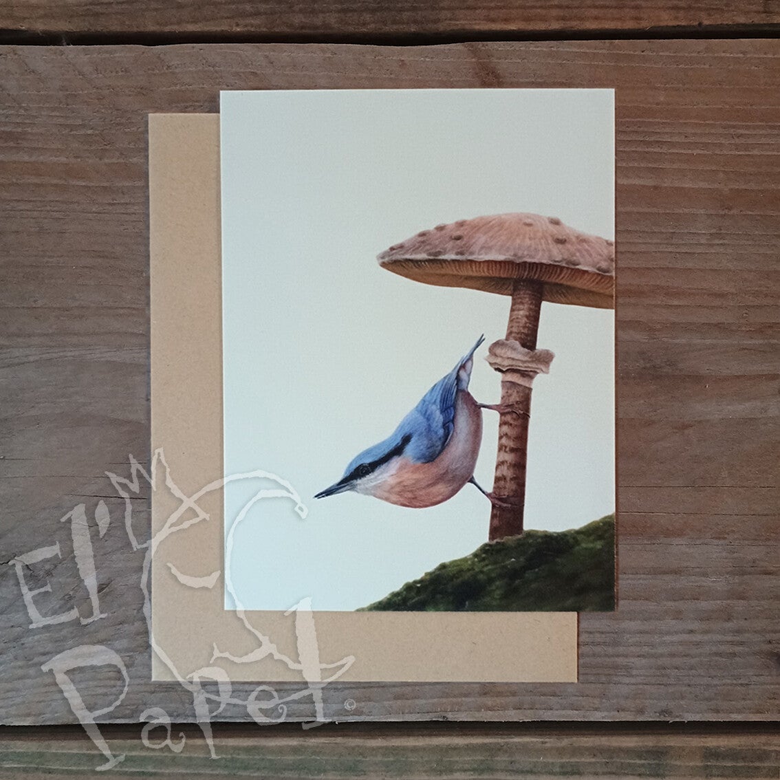 Lonneke Grimbergen ansichtkaart 'Boomklever op parasolzwam'