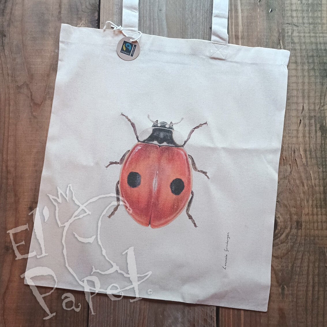 Katoenen tasje 'Tweestippelig lieveheersbeestje'