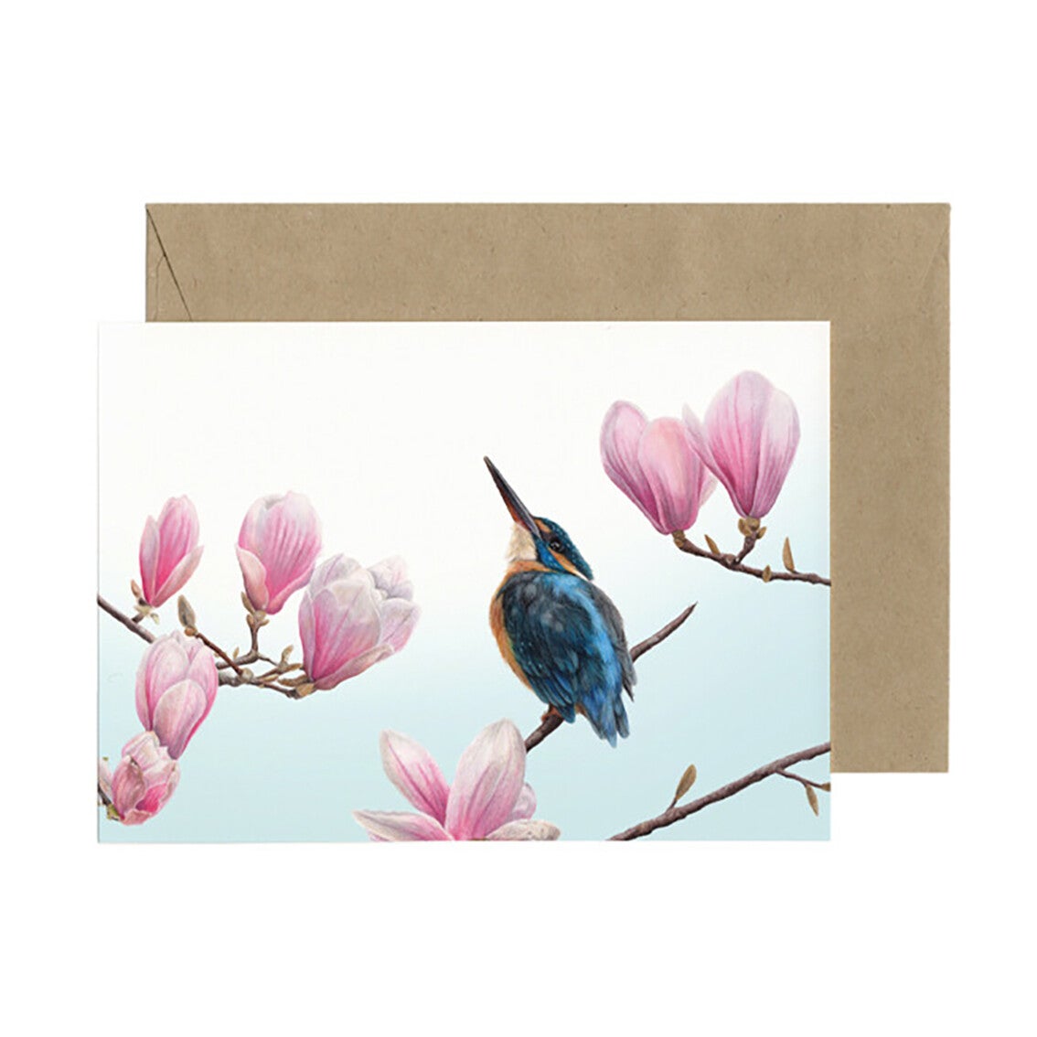 Lonneke Grimbergen ansichtkaart 'IJsvogel in magnolia'