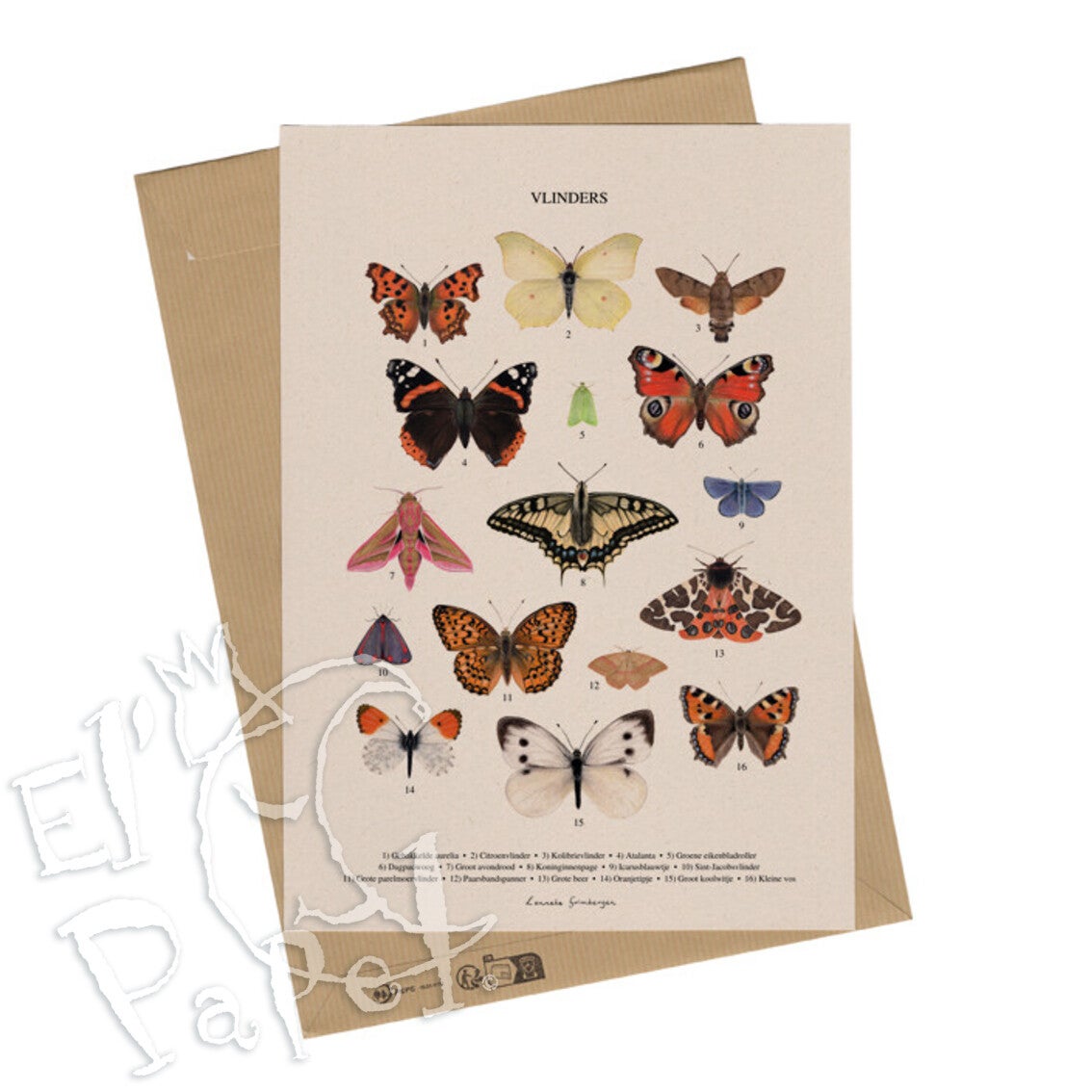 A4 Prent 'Vlinders' Lonneke Grimbergen Art