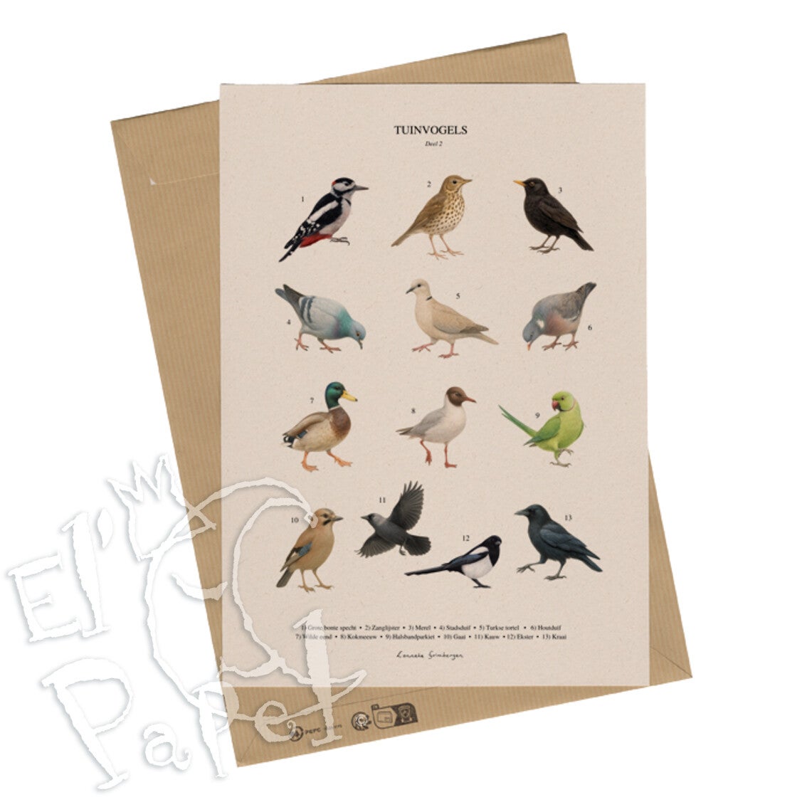 A4 Prent 'Tuinvogels-2' Lonneke Grimbergen Art