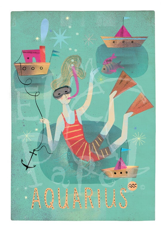 Waterman - Aquarius - grote ansichtkaart