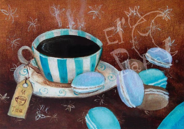 Ansichtkaart 'Macaron ontbijtje'