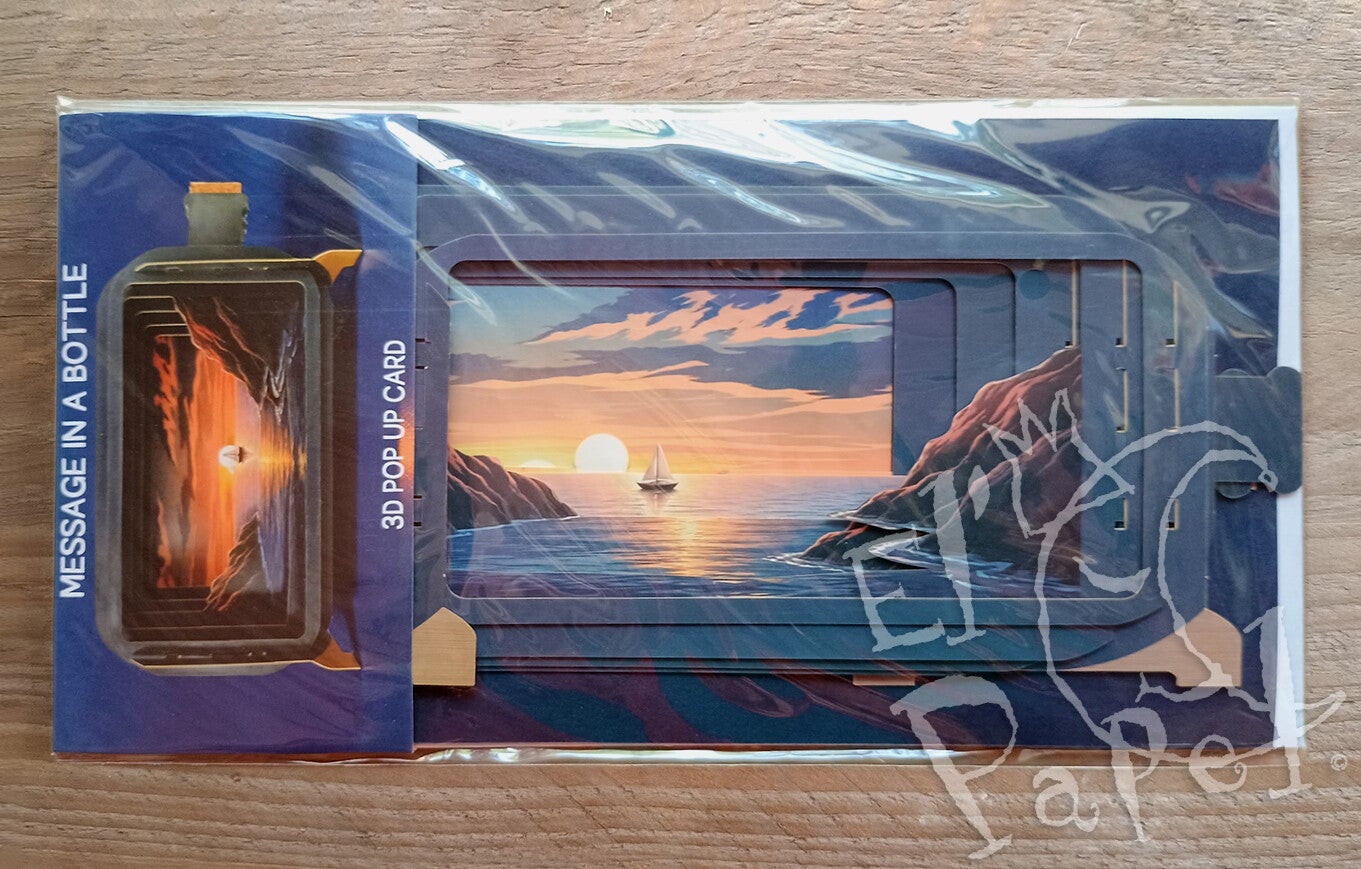 Message in a bottle `Zeilboot bij ondergaande zon`