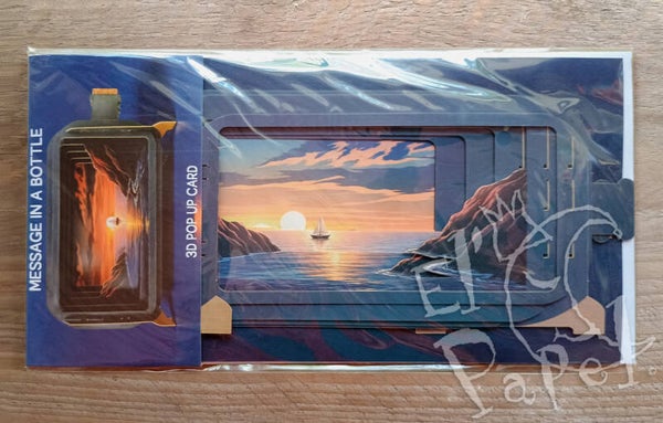 Message in a bottle `Zeilboot bij ondergaande zon`