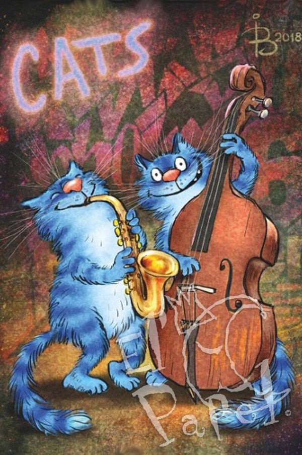 Ansichtkaart 'Jazz katten - duo'