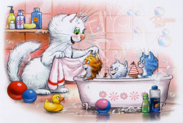 Ansichtkaart 'Lekker badderen'