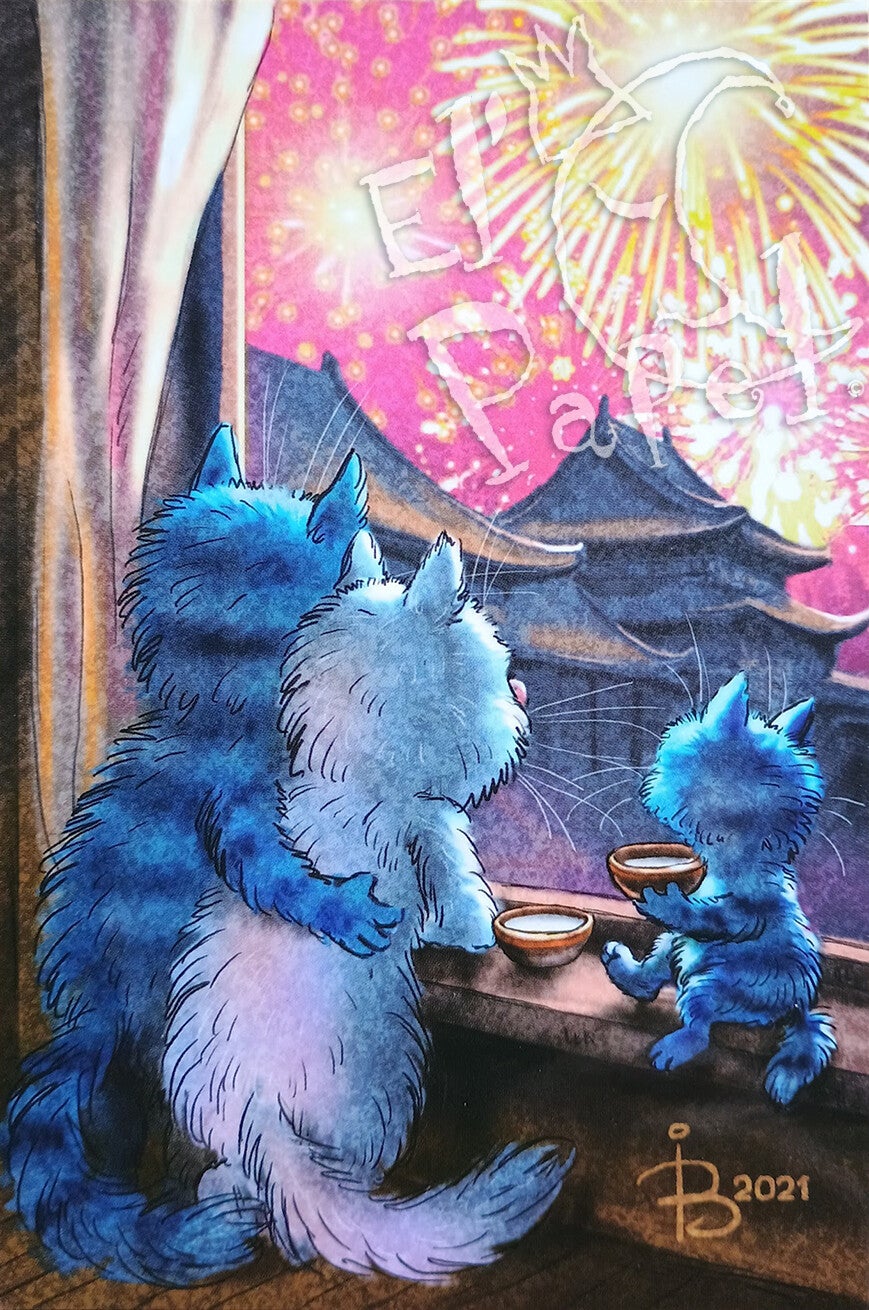 Nieuwjaarskaart 'Vuurwerk in China'